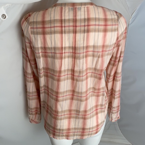 Joie multicolor pintuck v-neck soft cotton blouse S - Picture 4 of 9